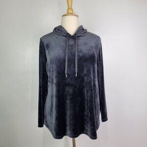 LIVI for Lane Bryant Black Velour Velvet Hoodie Soft Cozy Top Size 18/20